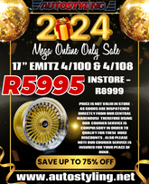 17” AS-EMITZ 4/100 4/108 GOLD